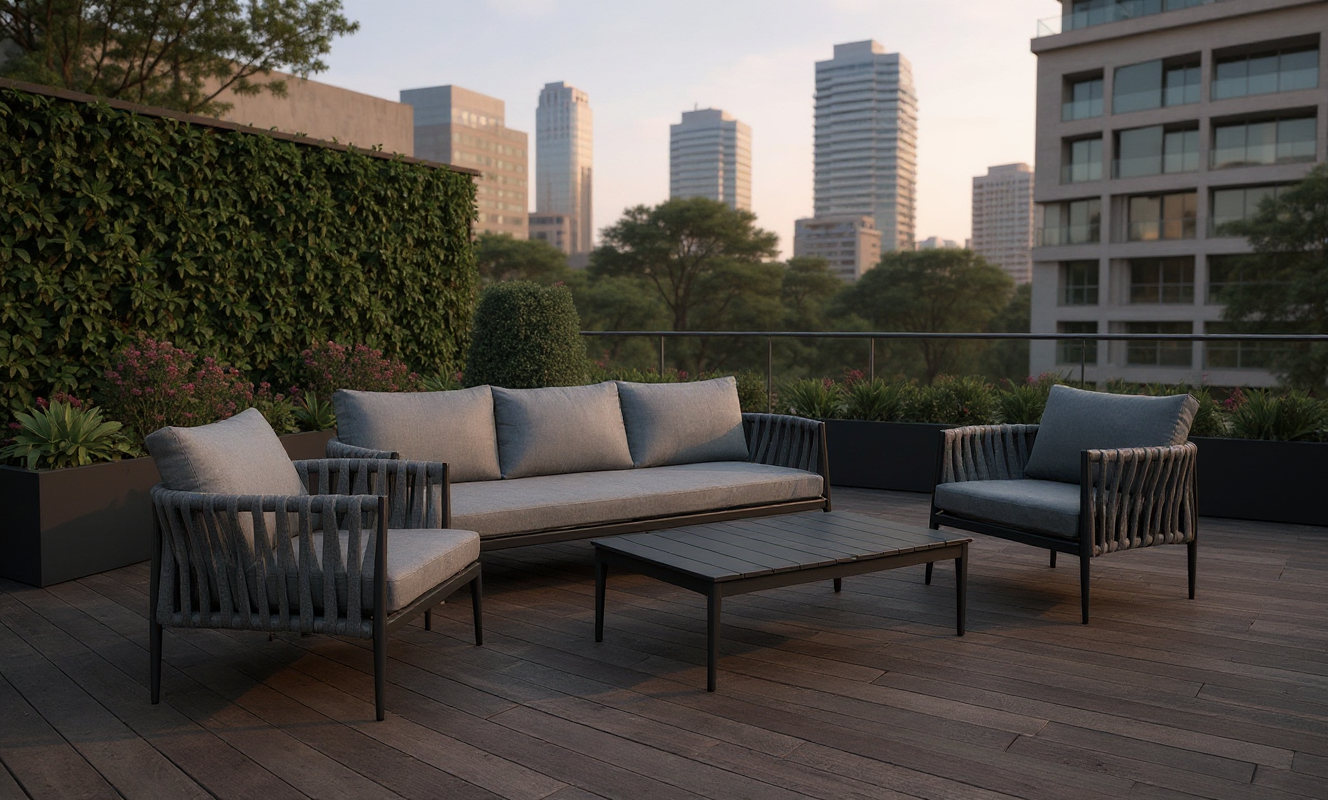 סט גינה דגם פיג'י אלגנט - גוון אפור כהה