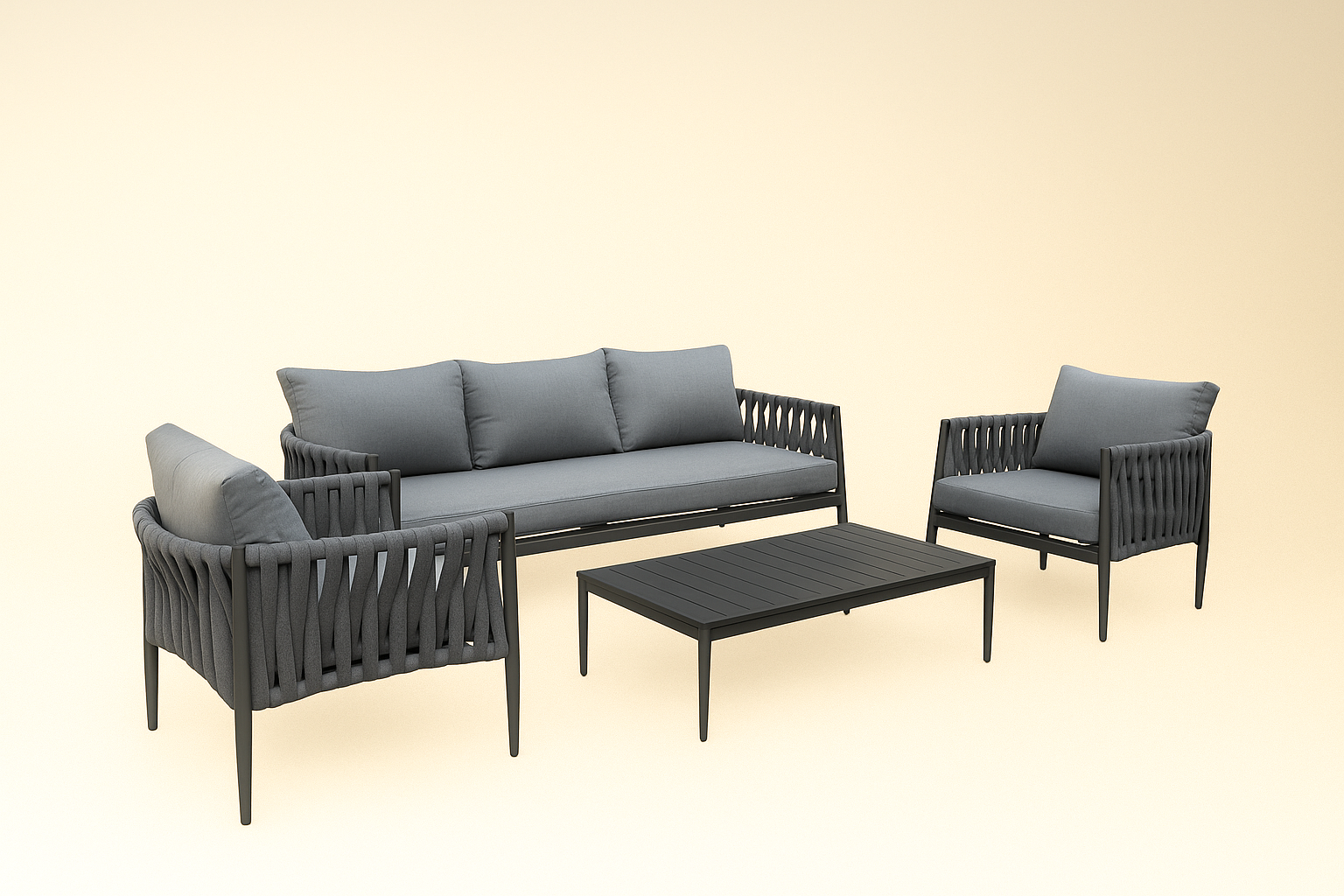 סט גינה דגם פיג'י אלגנט - גוון אפור כהה